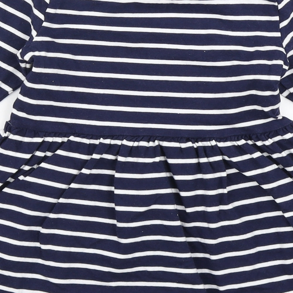 F&F Girls Blue Striped  Skater Dress  Size 18-24 Months