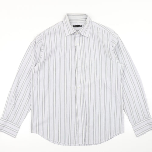 EA Mens Blue Striped   Button-Up Size M