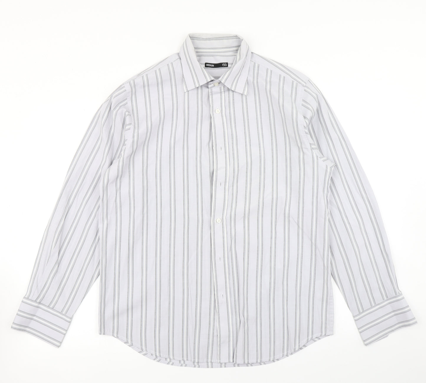 EA Mens Blue Striped   Button-Up Size M