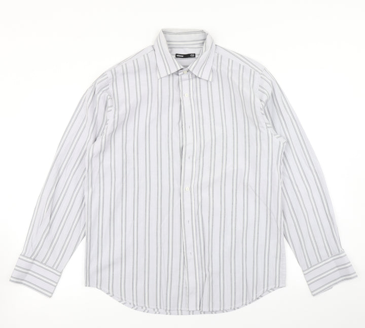 EA Mens Blue Striped   Button-Up Size M