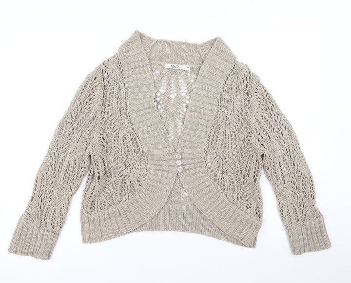 M&Co Womens Brown  Knit Cardigan Jumper Size M