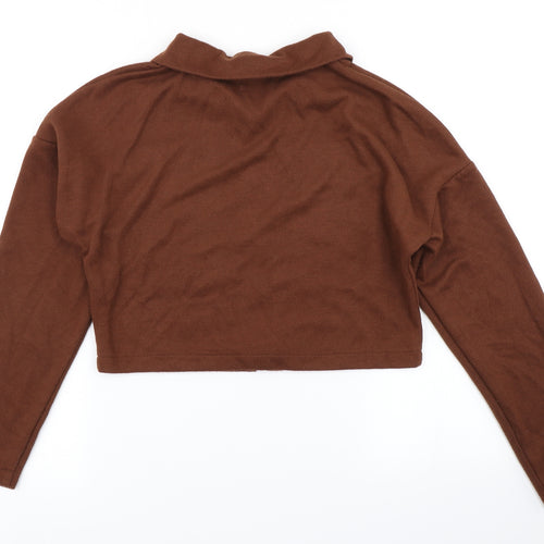 PRETTYLITTLETHING Womens Brown   Cropped T-Shirt Size 6
