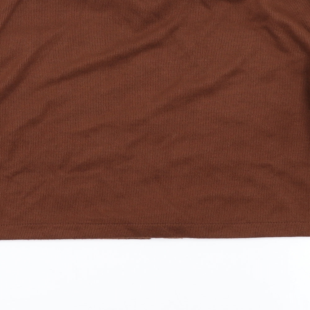 PRETTYLITTLETHING Womens Brown   Cropped T-Shirt Size 6