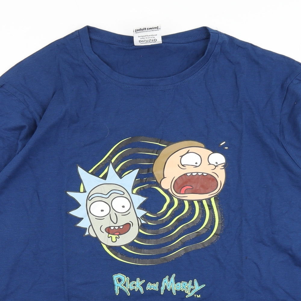 Primark Mens Blue    T-Shirt Size L  - Rick and Morty
