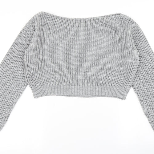 Missguided Womens Grey  Knit Pullover Jumper Size S  - Cropped