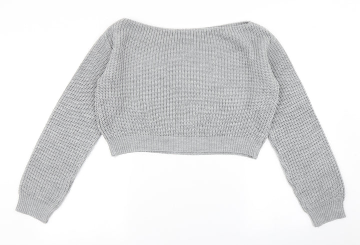 Missguided Womens Grey  Knit Pullover Jumper Size S  - Cropped