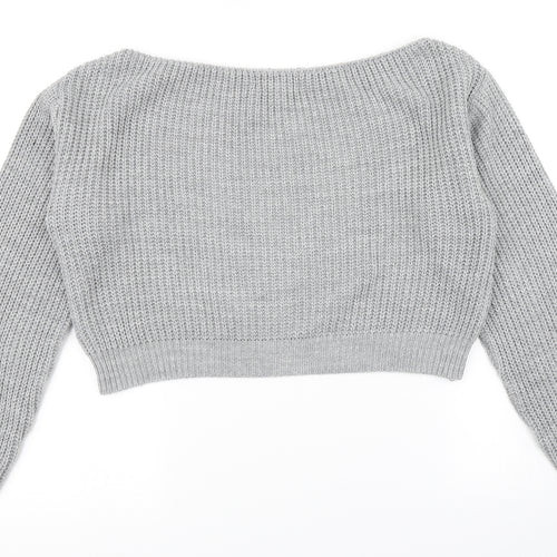 Missguided Womens Grey  Knit Pullover Jumper Size S  - Cropped