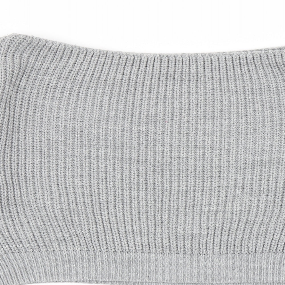 Missguided Womens Grey  Knit Pullover Jumper Size S  - Cropped