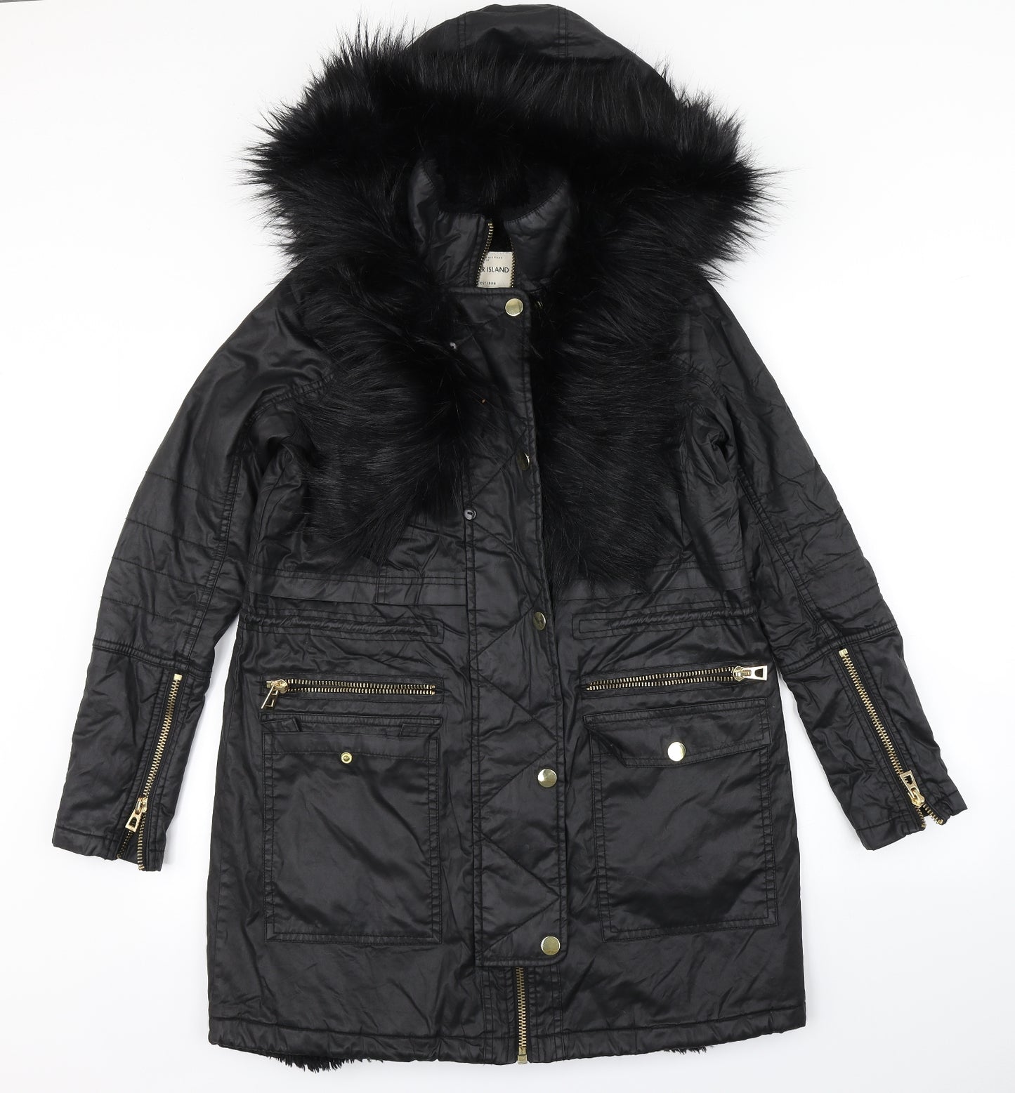 River Island Womens Black   Parka Coat Size 8