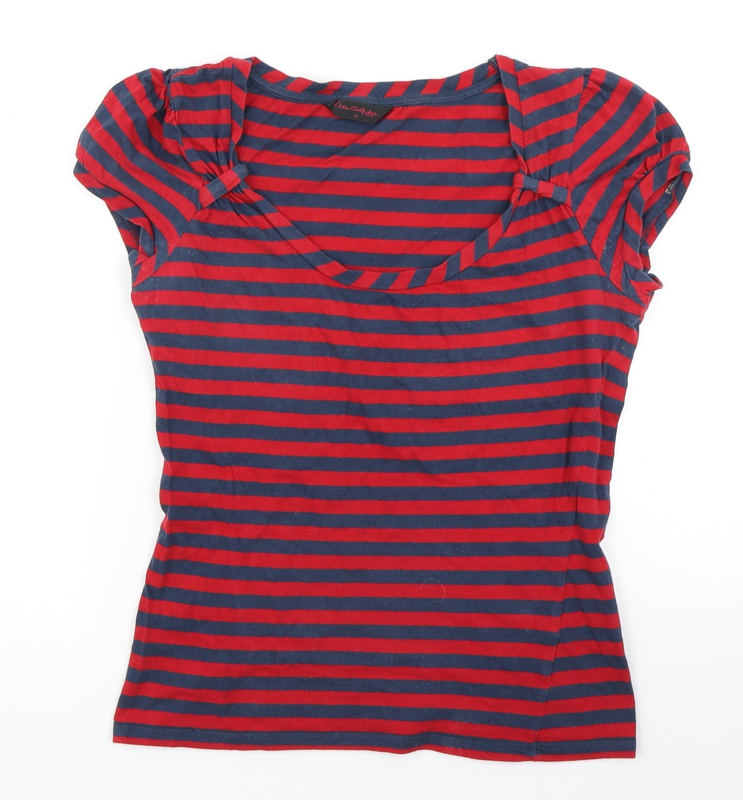 Miss Selfridge Womens Red Striped  Basic T-Shirt Size 10