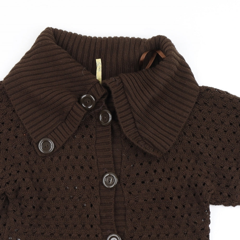 E-vie Womens Brown  Knit Cardigan Jumper Size 10