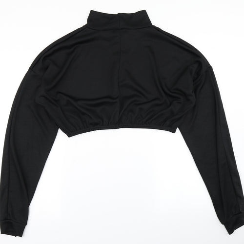 PRETTYLITTLETHING Womens Black   Cropped T-Shirt Size 14