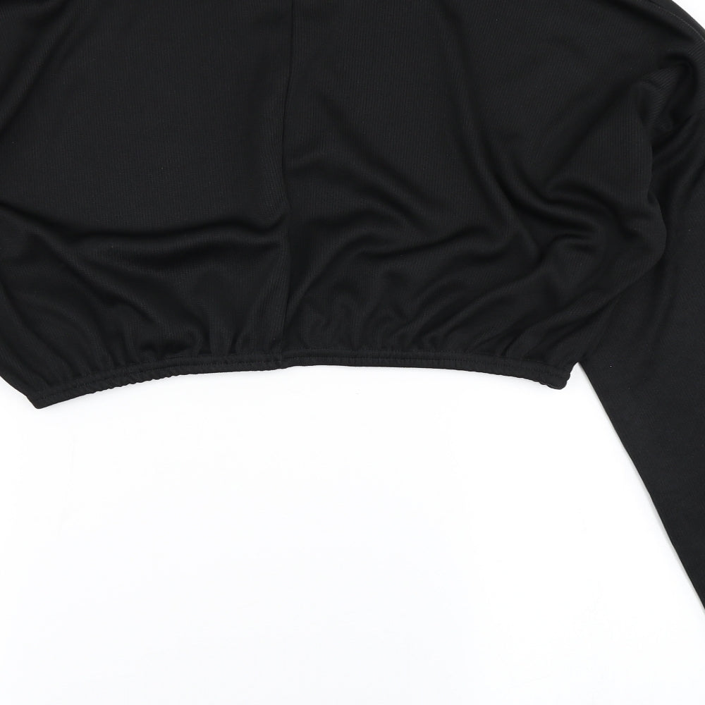 PRETTYLITTLETHING Womens Black   Cropped T-Shirt Size 14