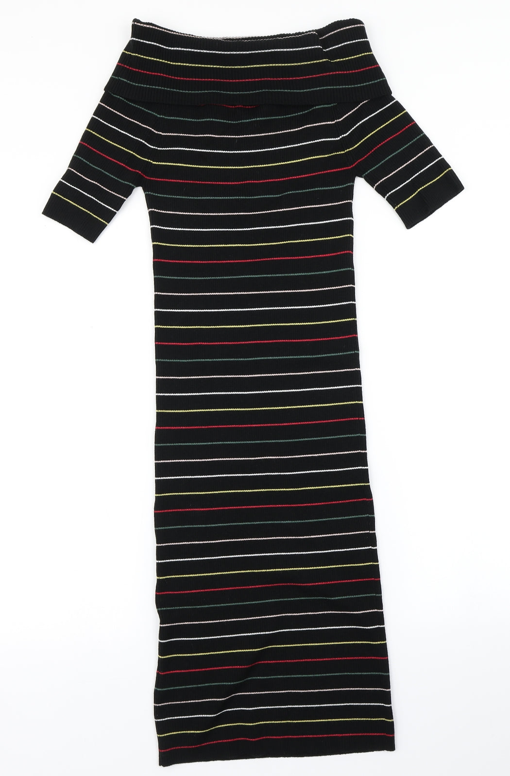 NEXT Womens Black Striped Knit Bodycon  Size 14