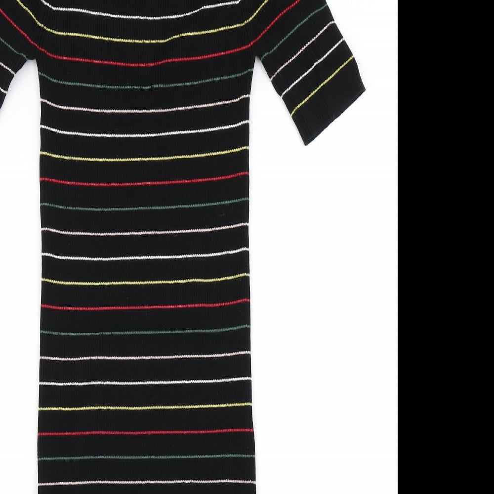 NEXT Womens Black Striped Knit Bodycon  Size 14
