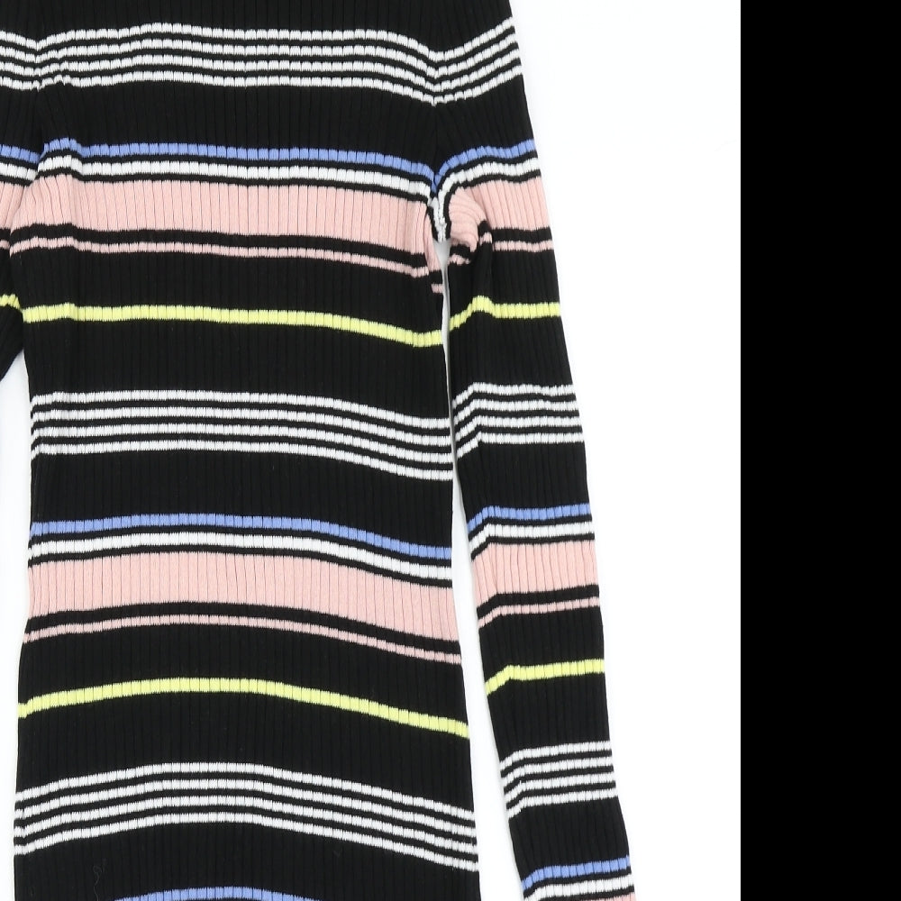 Divided Womens Black Striped Knit Bodycon  Size 14