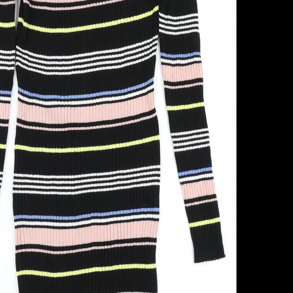 Divided Womens Black Striped Knit Bodycon  Size 14