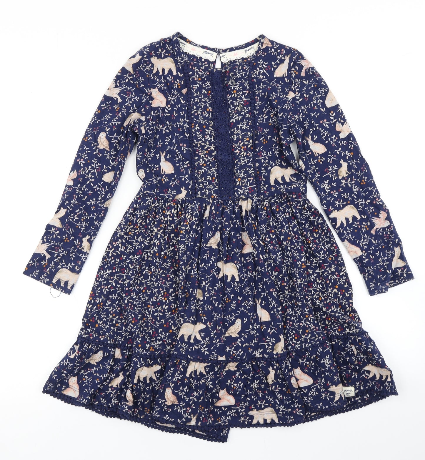 Mantaray Girls Blue Floral  Skater Dress  Size 8-9 Years