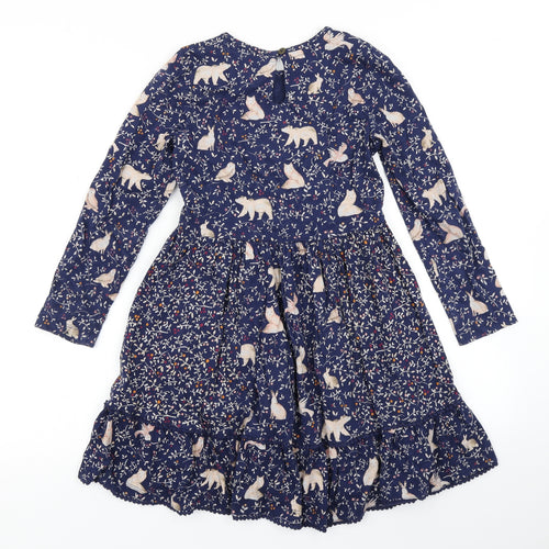 Mantaray Girls Blue Floral  Skater Dress  Size 8-9 Years