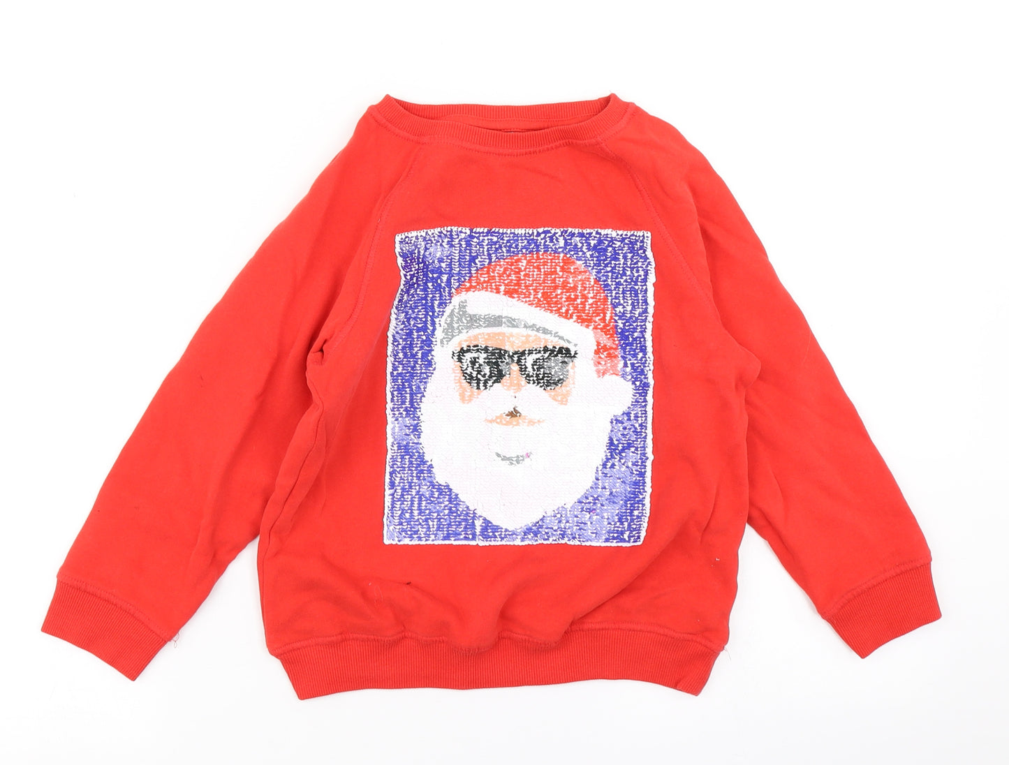 NEXT Girls Red   Pullover Sweatshirt Size 8 Years  - Christmas jumper Reversible sequins