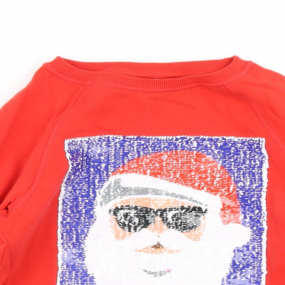 NEXT Girls Red   Pullover Sweatshirt Size 8 Years  - Christmas jumper Reversible sequins