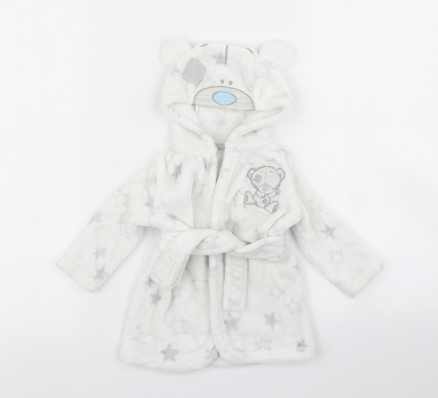 George Girls Grey Spotted  Kaftan Robe Size 3-6 Months  - Tatty Teddy