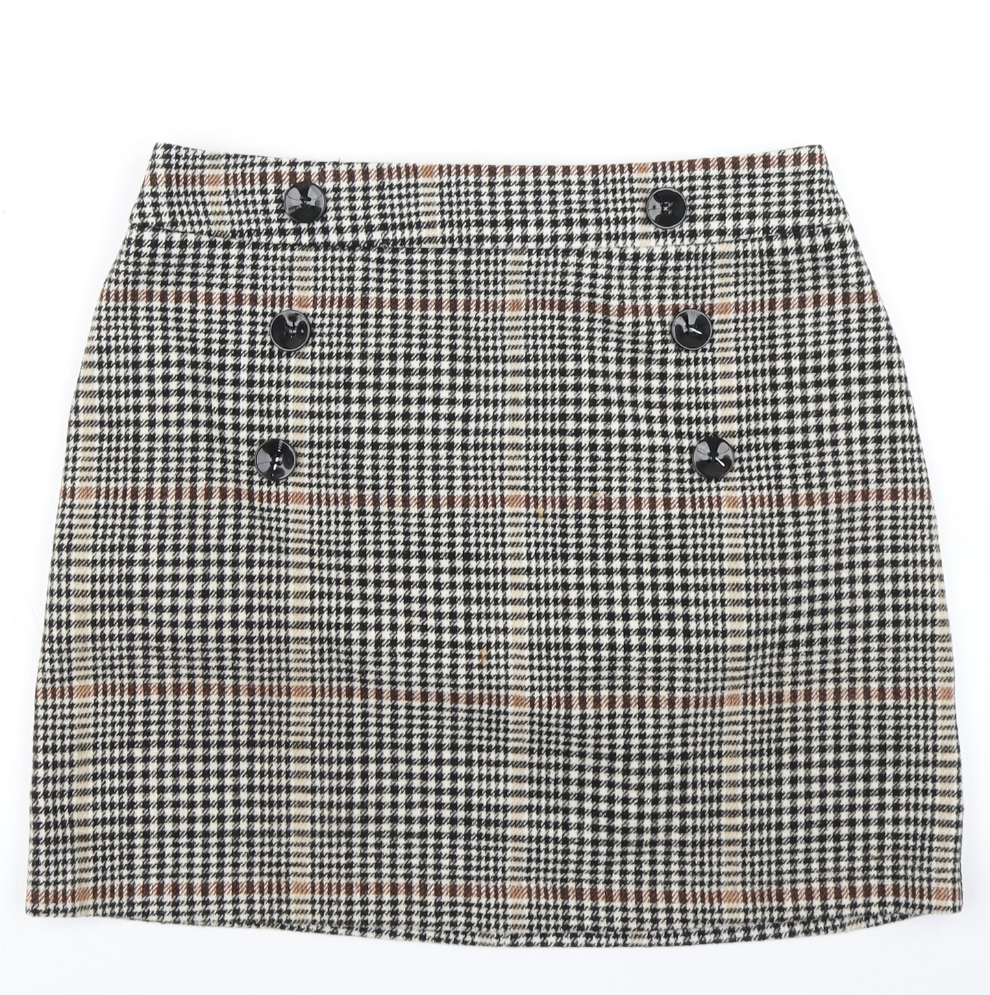 Peacocks Womens Brown Houndstooth  A-Line Skirt Size 12