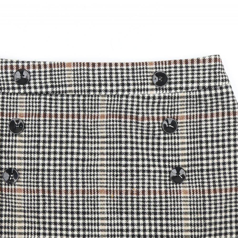 Peacocks Womens Brown Houndstooth  A-Line Skirt Size 12