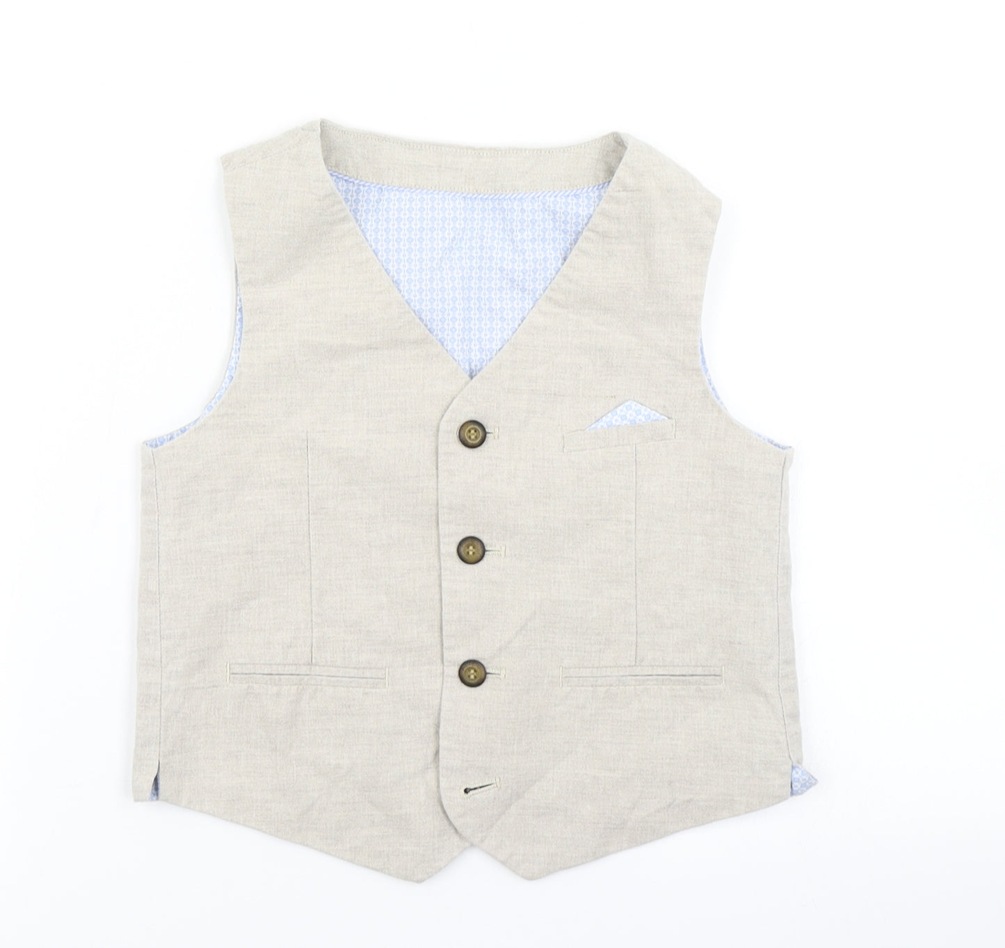 M&S Boys Beige   Jacket Waistcoat Size 8-9 Years