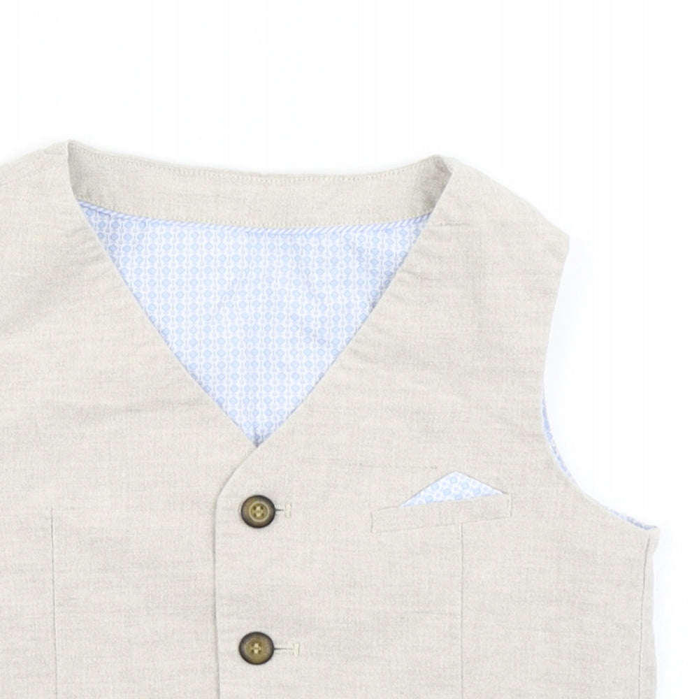 M&S Boys Beige   Jacket Waistcoat Size 8-9 Years
