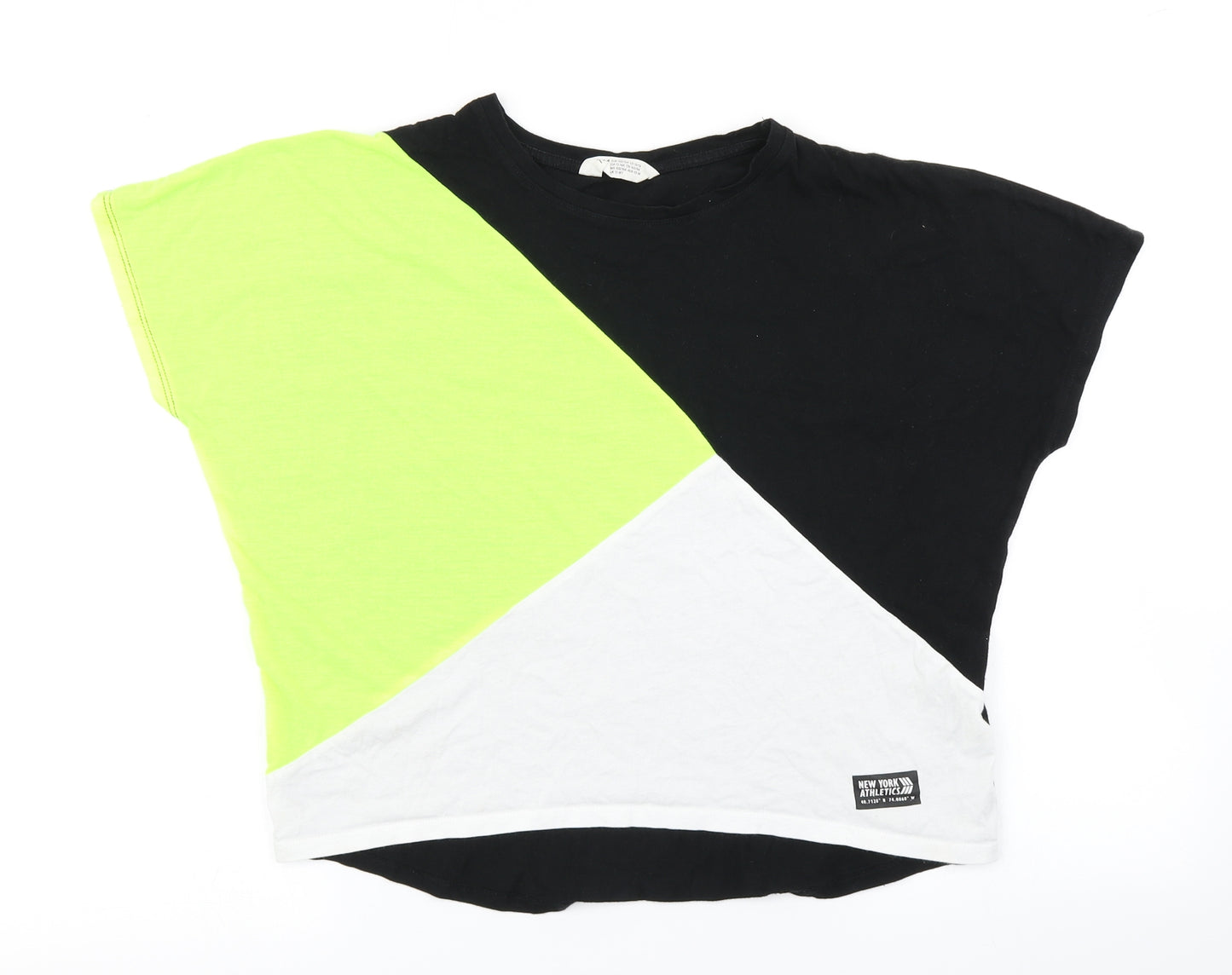 H&M Girls Green Colourblock  Basic T-Shirt Size 12-13 Years