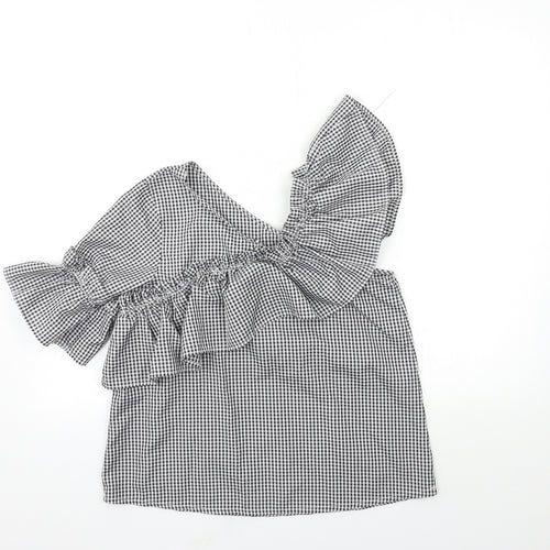 Only Womens Grey Check  Basic Blouse Size M