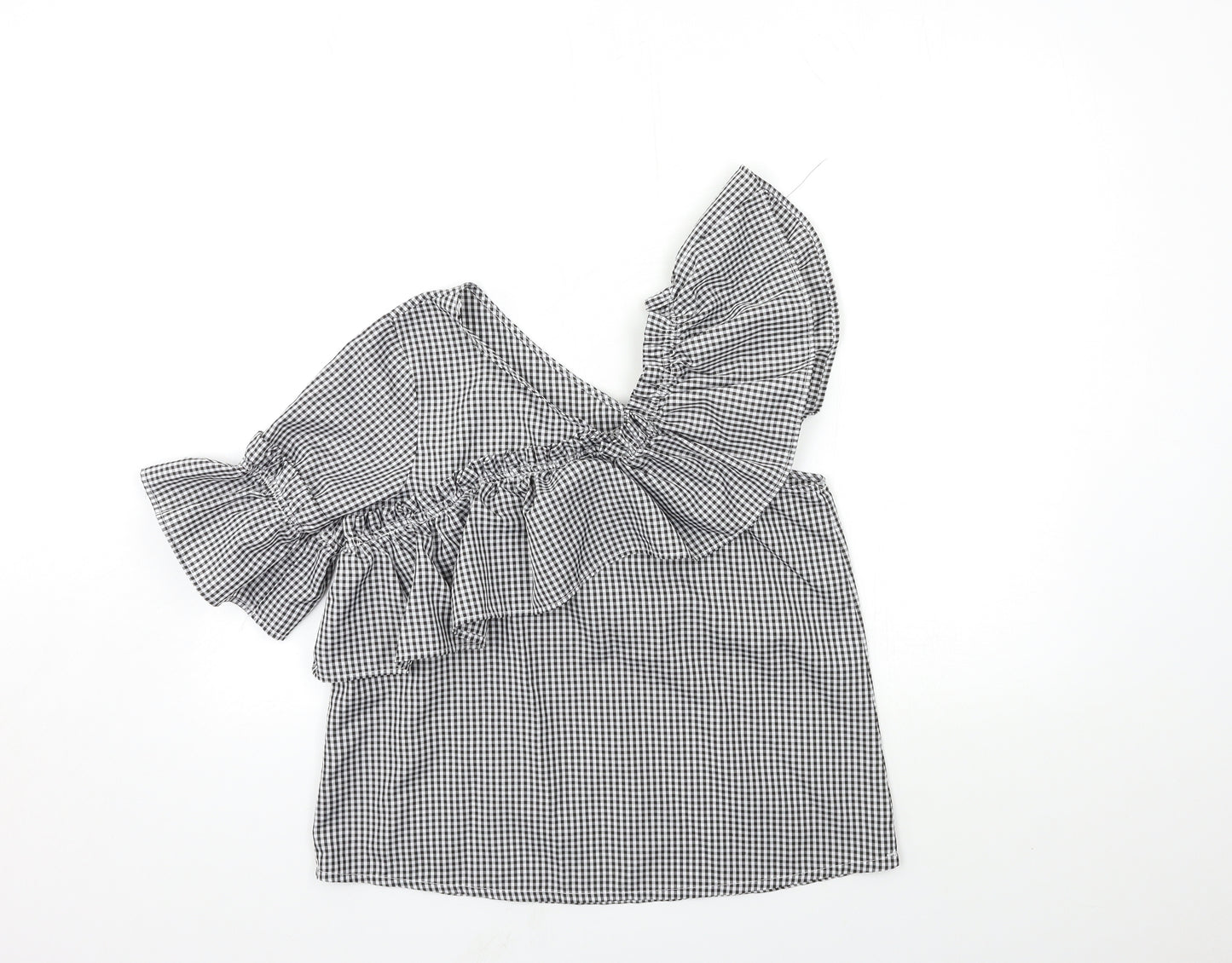 Only Womens Grey Check  Basic Blouse Size M