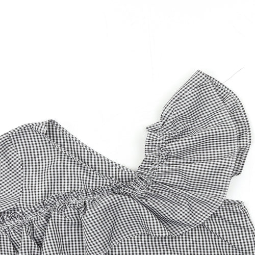 Only Womens Grey Check  Basic Blouse Size M