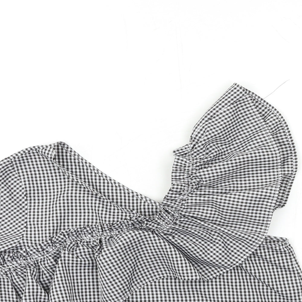 Only Womens Grey Check  Basic Blouse Size M