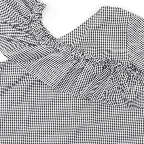 Only Womens Grey Check  Basic Blouse Size M