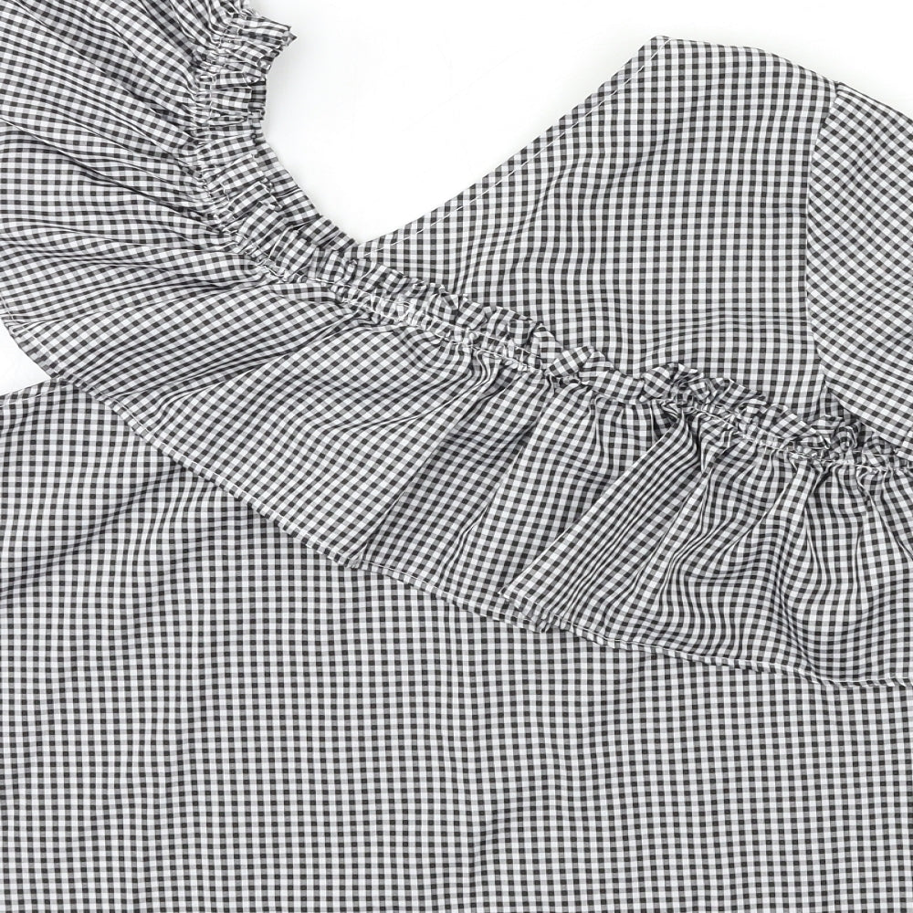 Only Womens Grey Check  Basic Blouse Size M