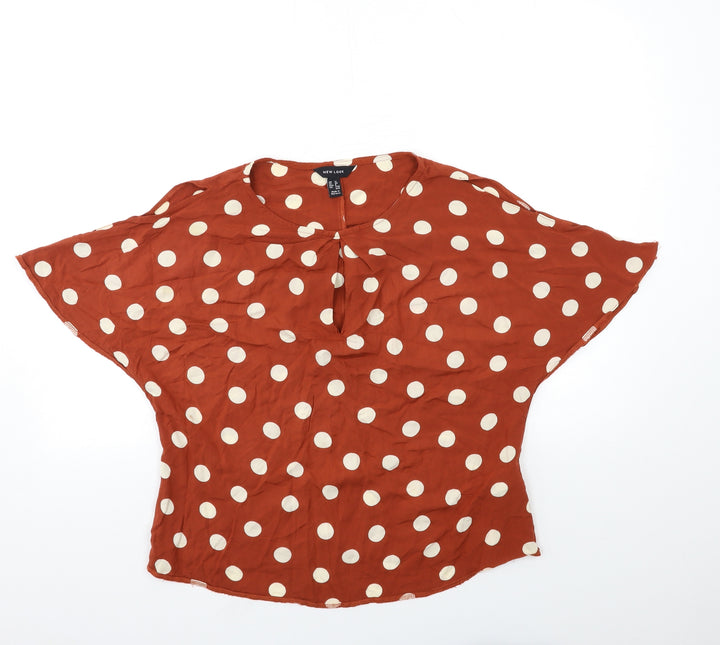 New Look Womens Brown Polka Dot  Basic Blouse Size 12