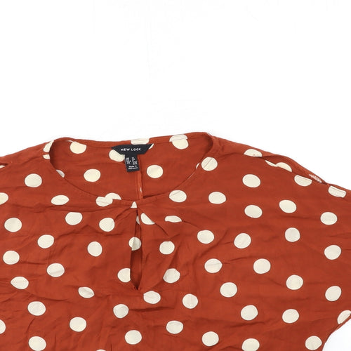 New Look Womens Brown Polka Dot  Basic Blouse Size 12