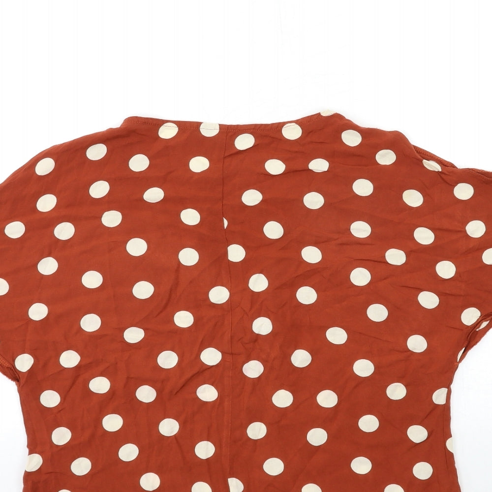 New Look Womens Brown Polka Dot  Basic Blouse Size 12