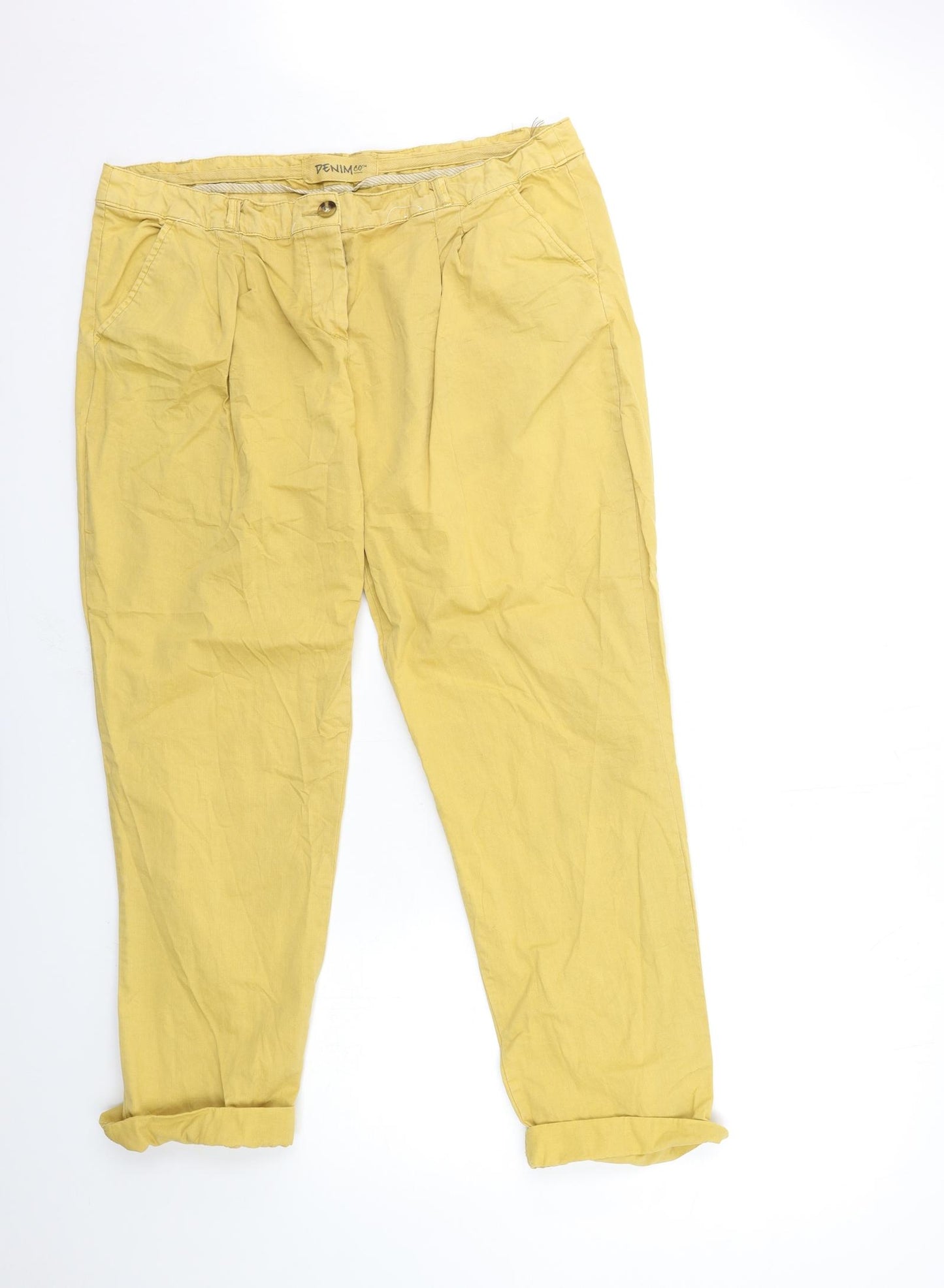 Denim & Co. Womens Yellow   Chino Trousers Size 20 L27 in