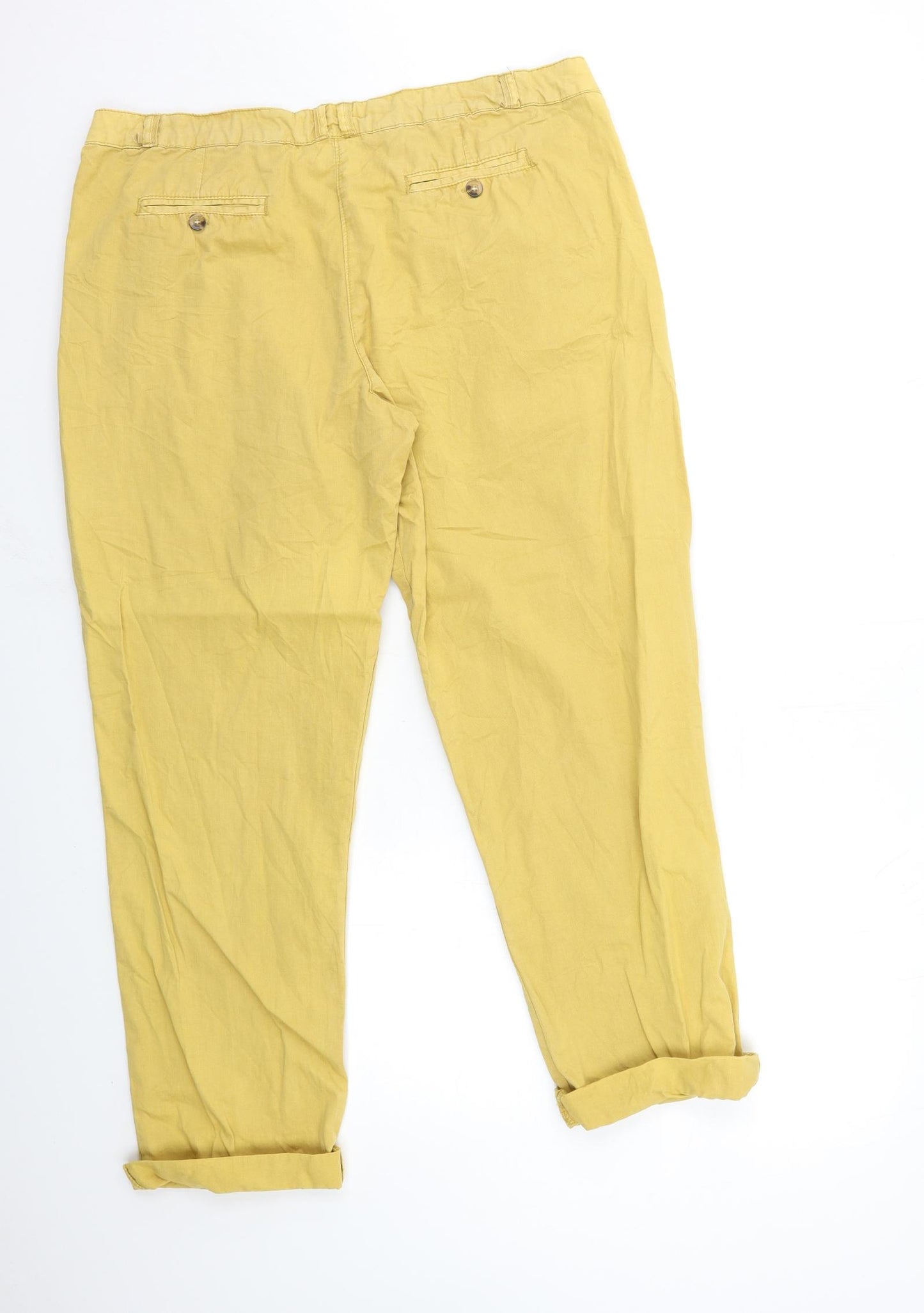 Denim & Co. Womens Yellow   Chino Trousers Size 20 L27 in