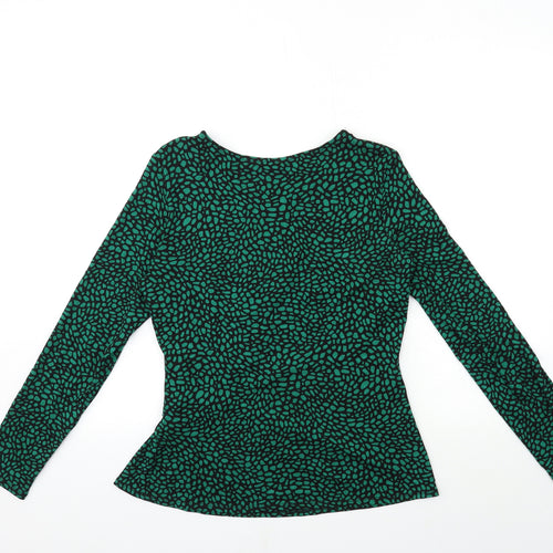 M&Co Womens Green Animal Print  Basic T-Shirt Size 12  - Knot detail