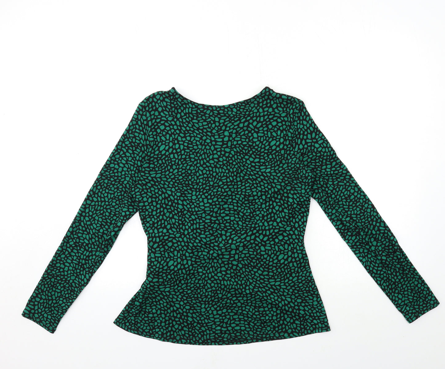 M&Co Womens Green Animal Print  Basic T-Shirt Size 12  - Knot detail