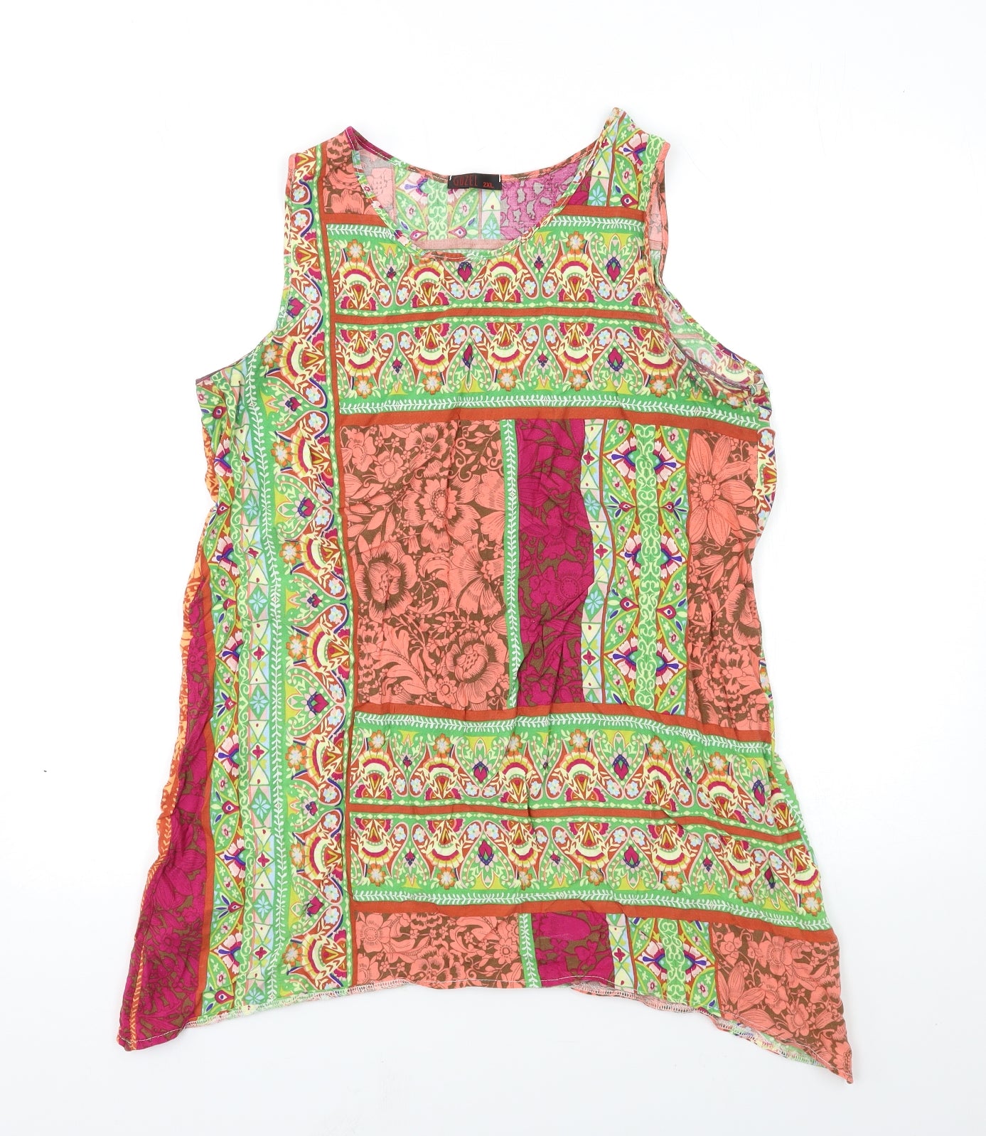 GUZEL Womens Pink Geometric  Basic Tank Size 2XL