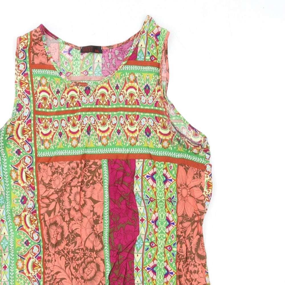 GUZEL Womens Pink Geometric  Basic Tank Size 2XL