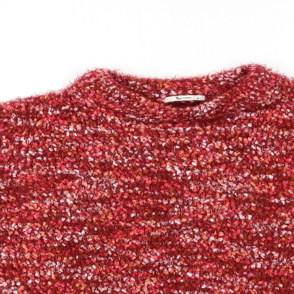 TU Womens Red  Knit Pullover Jumper Size 16