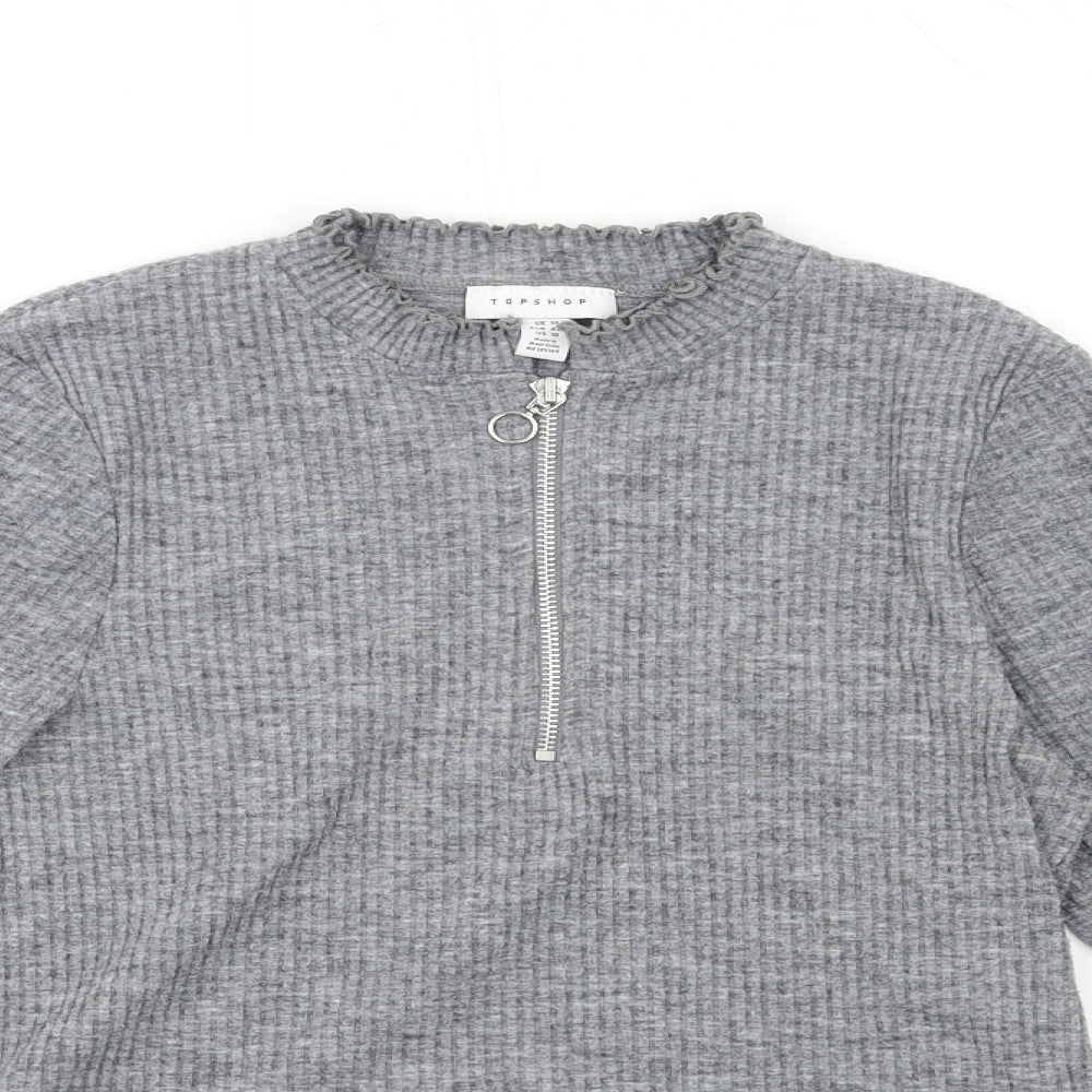 Topshop Womens Grey  Knit Pullover Jumper Size 14