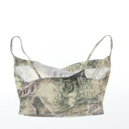 PRETTYLITTLETHING Womens Green Geometric  Basic Tank Size 14