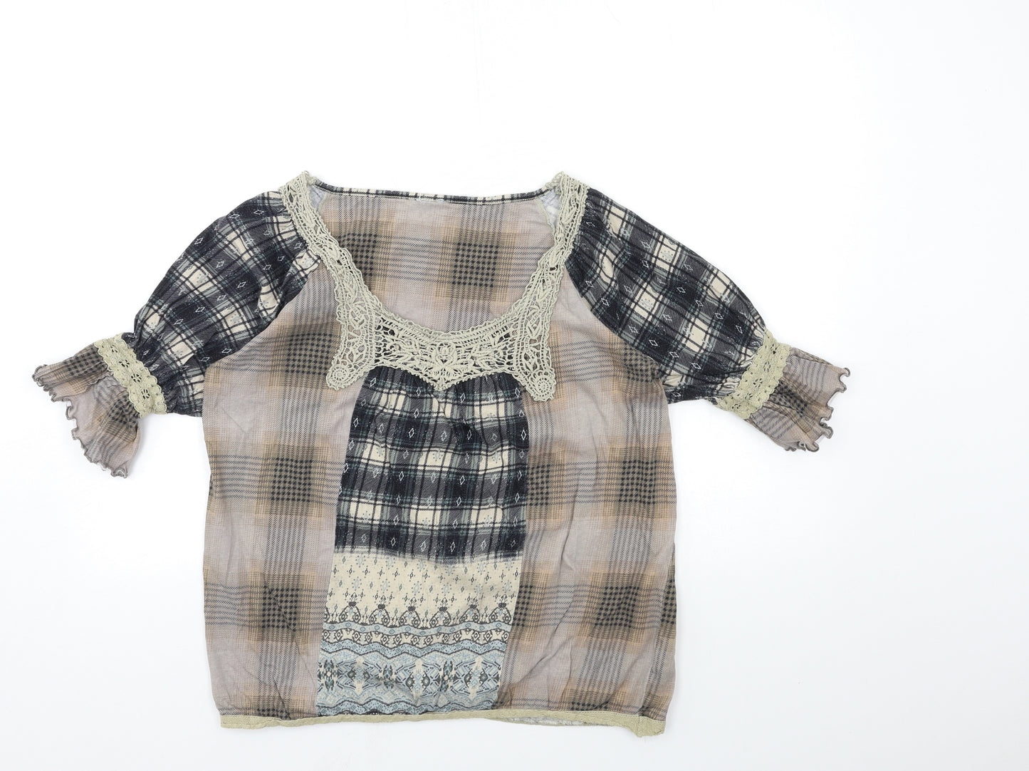 NEXT Womens Brown Check  Basic Blouse Size 10
